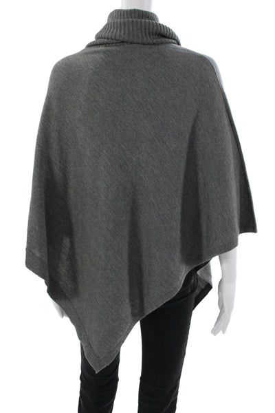 Eileen Fisher Women Gray Merino Wool Cape Sweater Cowl 3/4 Sleeve Size One