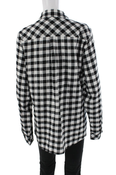 Lafayette 148 New York Womens Black Check Tunic Button-Up Long Sleeve Size 2X