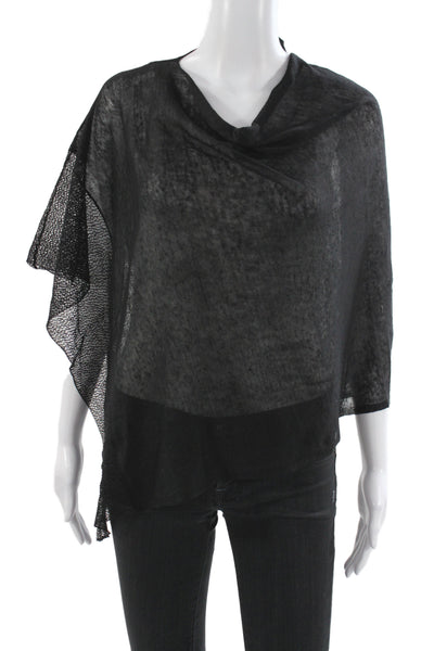Eileen Fisher Womens Cowl Snood Shawl Black Hemp Short Sleeve Size One Size