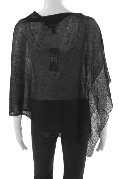 Eileen Fisher Womens Cowl Snood Shawl Black Hemp Short Sleeve Size One Size