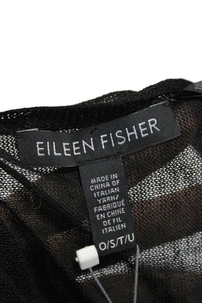 Eileen Fisher Womens Cowl Snood Shawl Black Hemp Short Sleeve Size One Size