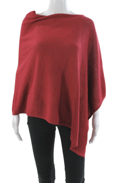 Eileen Fisher Women Cape Sweater Red Italian Yarn Sleeveless Size One Size