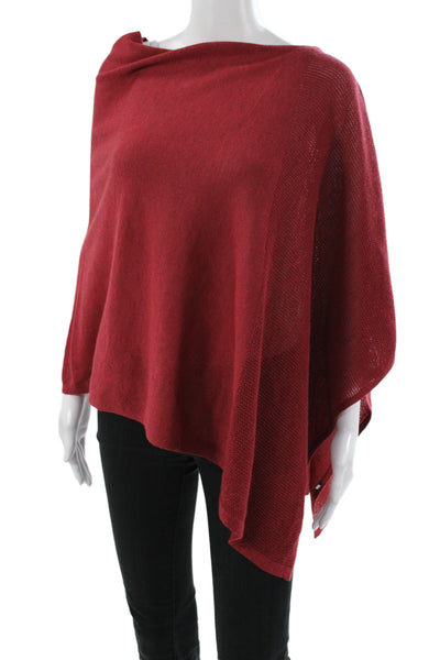 Eileen Fisher Women Cape Sweater Red Italian Yarn Sleeveless Size One Size