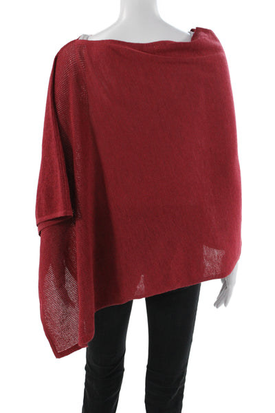 Eileen Fisher Women Cape Sweater Red Italian Yarn Sleeveless Size One Size