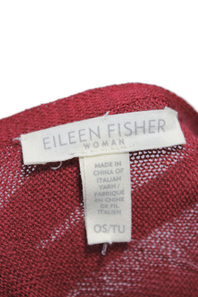 Eileen Fisher Women Cape Sweater Red Italian Yarn Sleeveless Size One Size