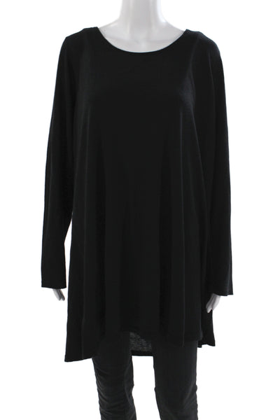Eileen Fisher Womens Black Merino Pullover Sweater Crewneck Longsleeve Size 2X