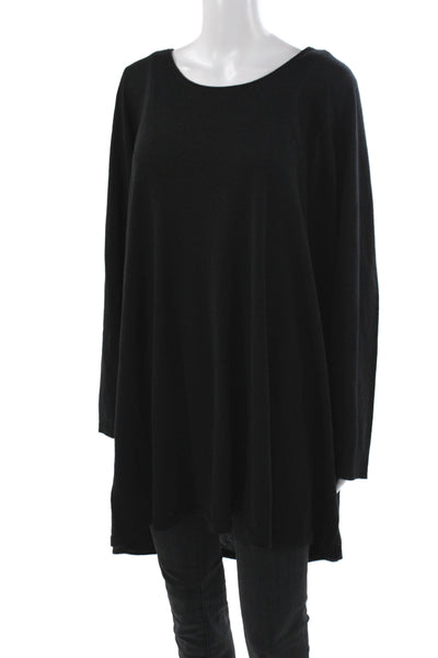 Eileen Fisher Womens Black Merino Pullover Sweater Crewneck Longsleeve Size 2X
