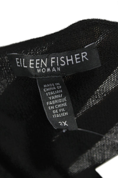 Eileen Fisher Womens Black Merino Pullover Sweater Crewneck Longsleeve Size 2X