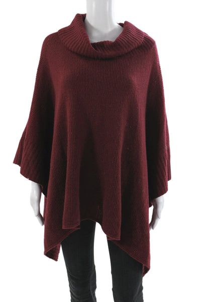 Eileen Fisher Womens Cape Sweater Sleeveless Cowl Neck Merino Wool Red Size M