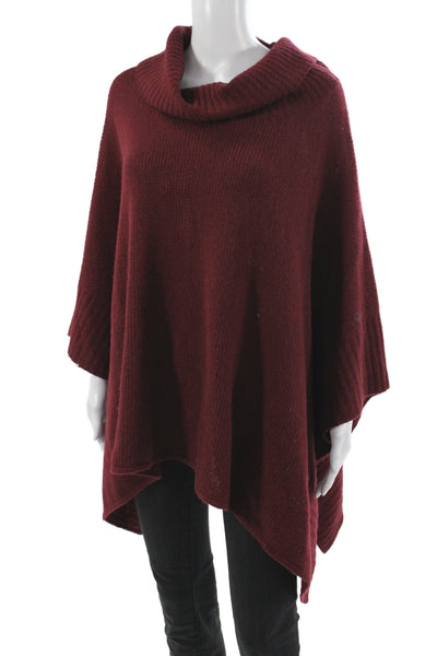 Eileen Fisher Womens Cape Sweater Sleeveless Cowl Neck Merino Wool Red Size M