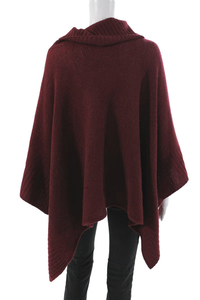 Eileen Fisher Womens Cape Sweater Sleeveless Cowl Neck Merino Wool Red Size M