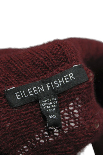 Eileen Fisher Womens Cape Sweater Sleeveless Cowl Neck Merino Wool Red Size M