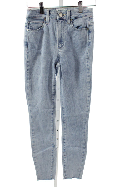 Paige Womens Ankle Jeans Blue Cotton Mid Rise Button Size 24