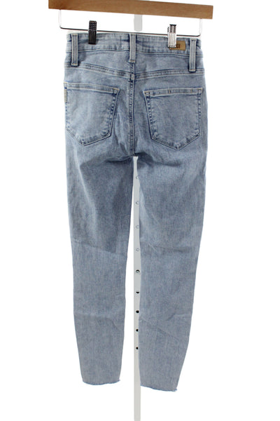 Paige Womens Ankle Jeans Blue Cotton Mid Rise Button Size 24