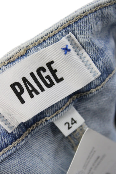 Paige Womens Ankle Jeans Blue Cotton Mid Rise Button Size 24