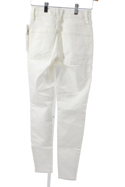 We The Free Women White Skinny Jeans Cotton Mid Rise Size 27