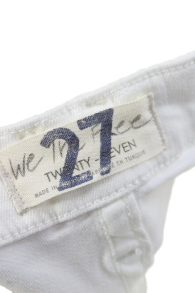 We The Free Women White Skinny Jeans Cotton Mid Rise Size 27