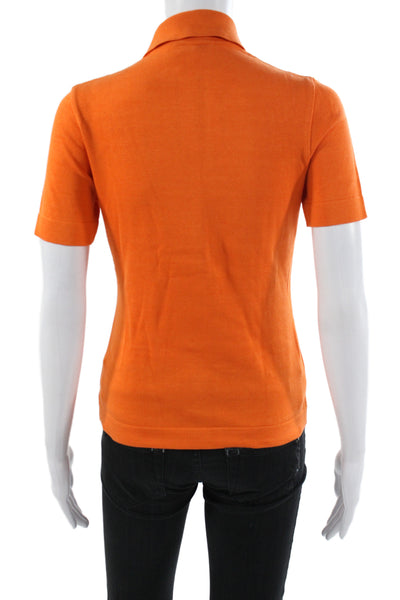 Salvatore Ferragamo Womens Polo Orange Collared Short Sleeve Cotton Size XS