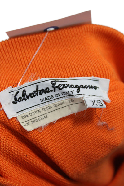Salvatore Ferragamo Womens Polo Orange Collared Short Sleeve Cotton Size XS
