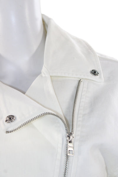 Juicy Couture Womens Biker Jacket White Buckle Long Sleeve Size XS