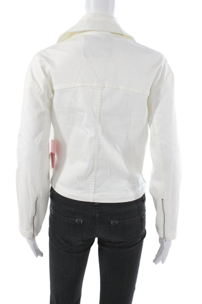 Juicy Couture Womens Biker Jacket White Buckle Long Sleeve Size XS