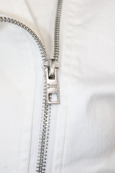 Juicy Couture Womens Biker Jacket White Buckle Long Sleeve Size XS
