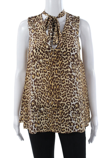 Zimmermann Womens Silk Animal Print Tunic Blouse V Neck Sleeveless Tie Size 0