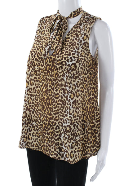 Zimmermann Womens Silk Animal Print Tunic Blouse V Neck Sleeveless Tie Size 0