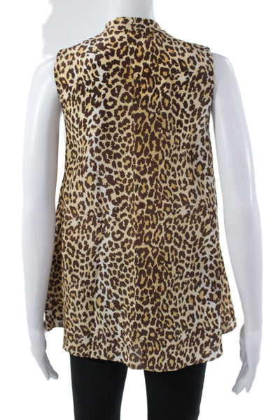 Zimmermann Womens Silk Animal Print Tunic Blouse V Neck Sleeveless Tie Size 0