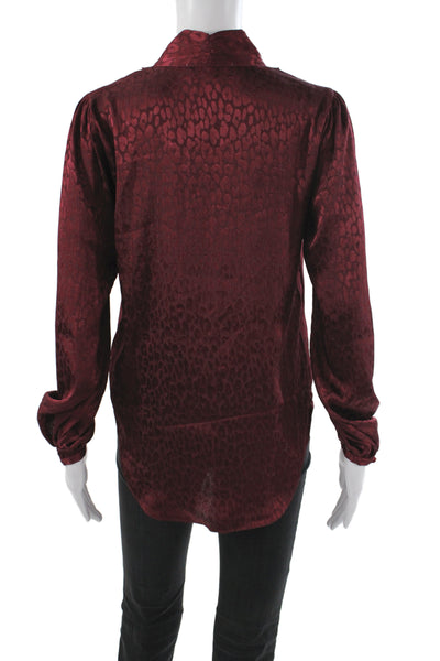 Michael Michael Kors Women Red Animal Print V-Neck Tunic Long Sleeve Size XS