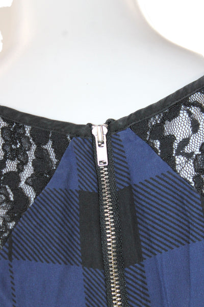Parker Womens Silk Plaid Sleeveless Tank Blue Size XS