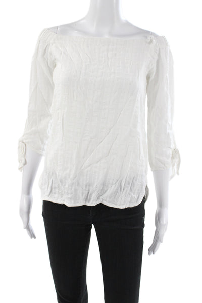 Bailey 44 Womens White Striped Off the Shoulder 3/4 Sleeve Blouse Size S