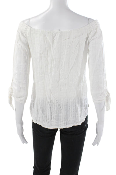 Bailey 44 Womens White Striped Off the Shoulder 3/4 Sleeve Blouse Size S