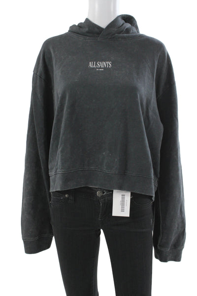 Allsaints Womens Pullover Hoodie Gray Organic Cotton Butterfly Size M