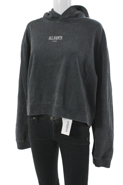 Allsaints Womens Pullover Hoodie Gray Organic Cotton Butterfly Size M