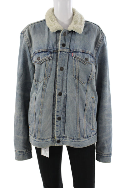 Levis Womens Basic Jacket Blue Cotton Long Sleeve Button Size M