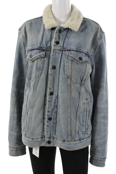 Levis Womens Basic Jacket Blue Cotton Long Sleeve Button Size M