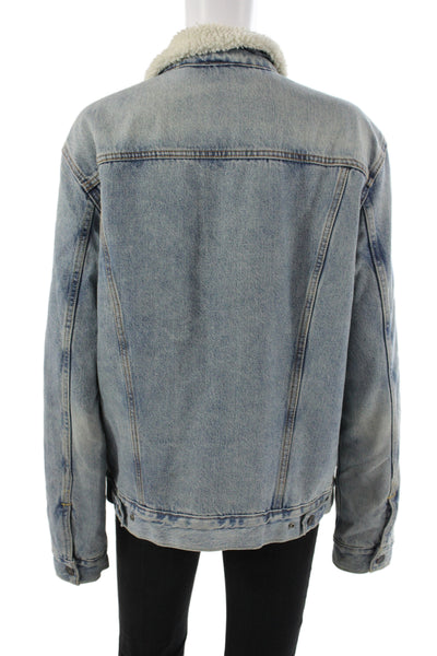 Levis Womens Basic Jacket Blue Cotton Long Sleeve Button Size M
