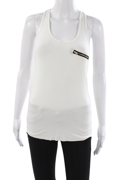 Pol Women Basic White Scoop Neck Sleeveless Tank Summer Size XS