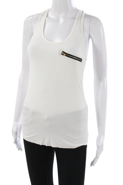 Pol Women Basic White Scoop Neck Sleeveless Tank Summer Size XS