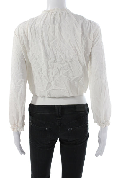 Velvet by Graham & Spencer Women Cropped Polka Dot V Neck Blouse White Size M