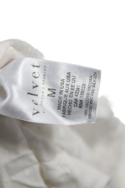 Velvet by Graham & Spencer Women Cropped Polka Dot V Neck Blouse White Size M