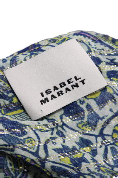 Isabel Marant Women Paisley Silk Tunic Blouse Blue Long Sleeve Size 36