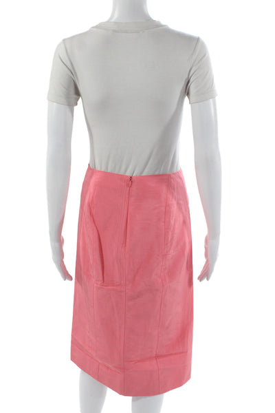 Bach Mai Women Pink Straight Pencil Skirt Knee Length Zip 48% Viscose Size 2