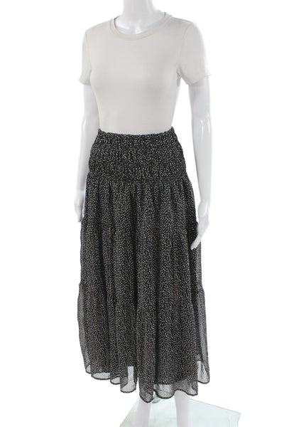 En Saison Women Black Floral Boho Maxi Polyester Skirt Size S