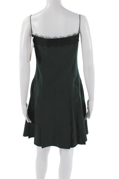 Adeam Women Slip Dress Green V-Neck Knee Length Zip Polyester Size 2