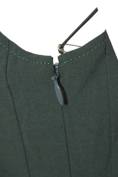 Adeam Women Slip Dress Green V-Neck Knee Length Zip Polyester Size 2