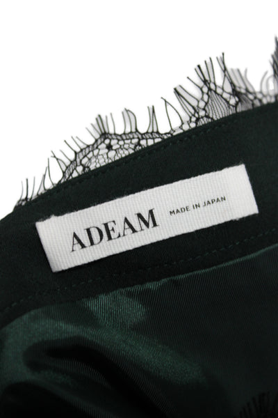 Adeam Women Slip Dress Green V-Neck Knee Length Zip Polyester Size 2