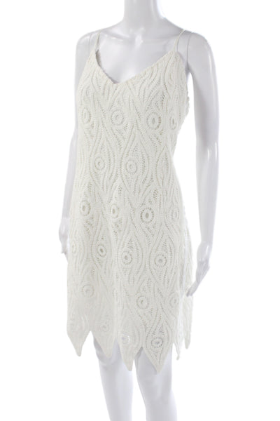 Chloe Kristyn Women White Boho Geometric Cotton Shift Dress V-Neck Size XL