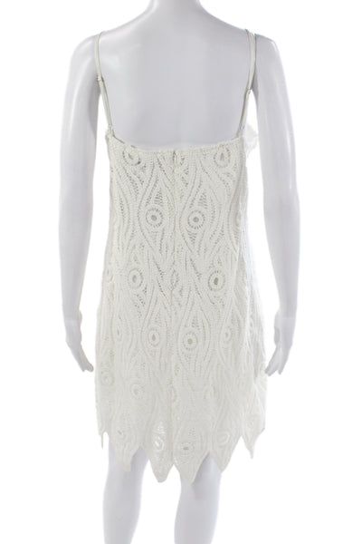 Chloe Kristyn Women White Boho Geometric Cotton Shift Dress V-Neck Size XL